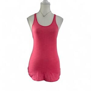 Lululemon Pink + White Striped Workout Activewear Tank Top Fitted Full Length